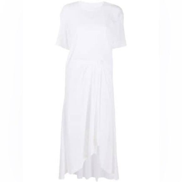 CÉDRIC CHARLIER Cotton Cinched Hi low Midi Dress - Picture 2 of 14